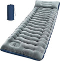 FUN PAC Camping Sleeping Pad, 9.2R-Value Ultralight Camping Mat with Pillow Built-in Foot Pump Inflatable Sleeping Pads Compact for Camping Backpacking Hiking Traveling-Lined Version Grey by FUNPAC