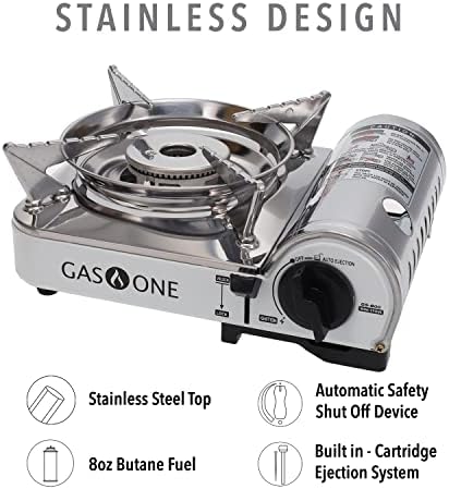 GasOne Emergency Gear Camping Butane Portable Gas Stove with Carrying Case - Image 3
