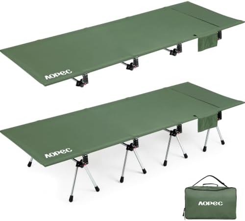 87" Extra Long Camping Cot, Heavy-Duty Aluminum Frame 440lbs, Green by AOPEC