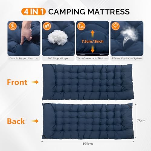 VINGLI Folding Camping Cot Bed,Camping Cots for Adults with Mattress, Foldable Cots for Sleeping with Pillow 1200D Layer Oxford for for Guest,Travel,Hiking-Blue 1P - Image 3