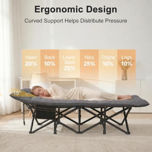 ABORON Oversized Camping Cot for Adults, 900 lbs Heavy Duty Folding Camping Bed with Mattress Pad, 78 x 32 in XXL Outdoor Cot, 1200D Oxford Portable Sleeping Cot with Carry Bag for Camping - Image 3