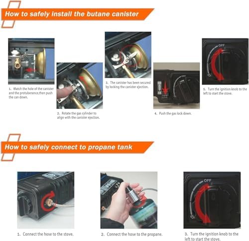 Propane or Butane Stove with Windblocker,Dual Fuel 10,000 BTU Propane Stove for Camping, Automatic Ignition Gas Portable Stove with Propane Adapter Hose Carrying Case for Outdoor (Fuel Not Included) - Image 5