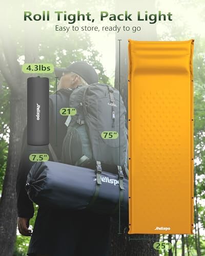 Self-Inflating Sleeping Pad with Built-in Pillow, 8R-Value 4 Season - Image 6