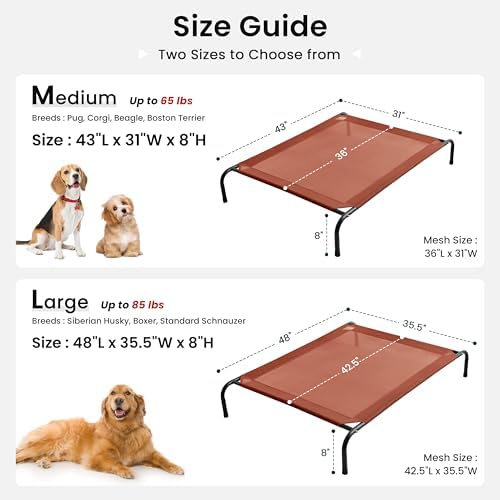 Love's cabin Elevated Cooling Dog Bed for Large Dogs, Portable Indoor & Outdoor Raised Pet Dog Cat Cot, Durable Summer Frame with Breathable Mesh, Terracotta, 48 inches - Image 6