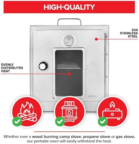 Modern Innovations Portable Camping Oven, Folding Camping Stove for Baking Cinnamon Rolls, Breads, and Muffins, Outdoor Portable Oven for Use with Wood Burning Fire, Propane Stoves, Campers, and More - Image 3