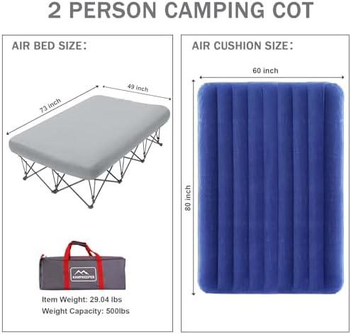 KAMPKEEPER Camping Cot for Adults with Air Mattress, No Air Pump - Image 2