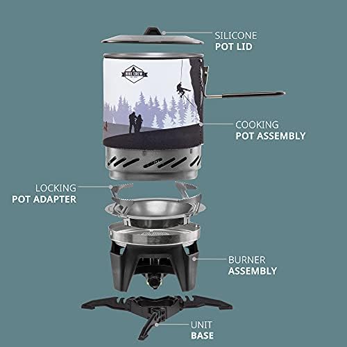 HikeCrew Portable Gas Powered Stove top & Cooking System, Compact Camping Cooktop with 1L Pot, Silicone Lid, Folding Handle & Carry Bag, Perfect for Camping, Hiking, Backpacking, Survival & Emergenc - Image 2