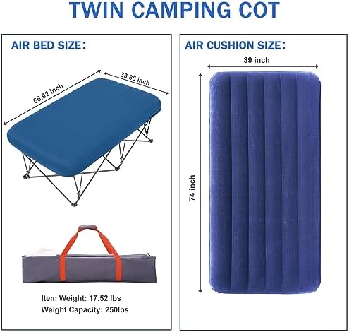 KAMPKEEPER Camping Cot for Adults with Air Mattress, No Air Pump - Image 3