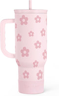 Floral Tumbler with Handle and Straw 40oz Stainless Sleel Slider Tumbler Travel Coffee Mug for Women - Gift Idea for Birthday Christmas by SANDJEST
