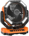 Camping Fan with LED Lantern, 40000mAh Rechargeable Battery Operated Outdoor Tent Fan with Light & Hanging Hook, 4 Speeds, Personal USB Desk Fan for Camping, Power Outage(Orange) by Yioryo