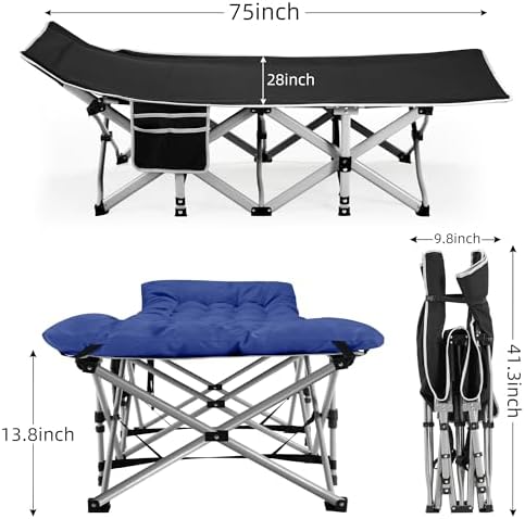 Fragess Foldable Camping Cots for Adults, 28" Extra Wide Cot with Removable Mattress, 600LBS Max Load, Sleeping Cots for Camping Outdoor/Office, Guest (Azure) - Image 5