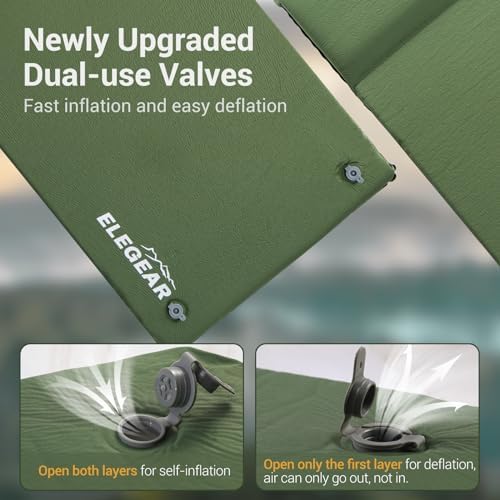 Elegear Self Inflating Sleeping Pad with Pillow 26D Memory Foam 3.15" - Image 6