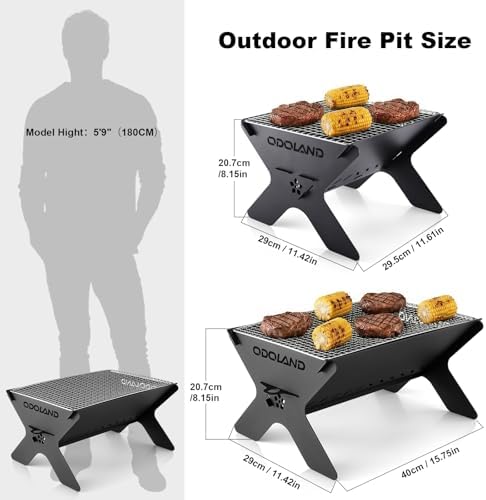 Odoland Portable Folding Charcoal Grills for Outdoor Cooking Bonfire BBQ - Image 6