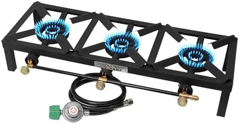 COOKAMP Propane Triple Burner Angle Iron Camp Stove with CSA Listed Regulator and 4ft Hose (SA3200) - Image 3