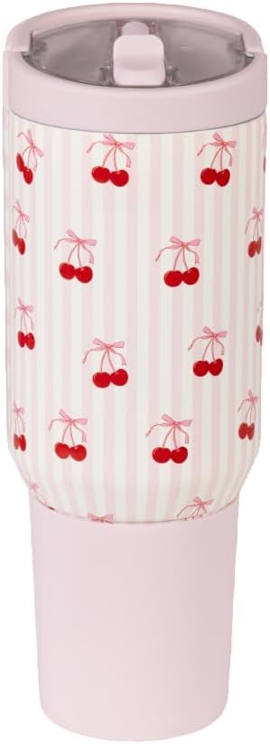 HydroJug Sport - Stainless Steel Tumbler with Straw, Vacuum Insulated, 20oz Leakproof Water Bottle, Ergonomic Design, Reusable, Dishwasher Safe, Rubber Base, Durable for Gym or Outdoors, Sweet Cherry - Image 2