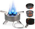 Portable Camping Stove, 5800W Foldable Outdoor Gas Stove with Nonstick Pot, Frying Pan, Mesh Carry Bag, 1 lb Propane Tank Adapter and Hose for Camping, Hiking, Picnic by Hisencn