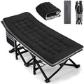 Fragess Portable Camping Cot, Sleeping Cots for Adults, 28" Extra Wide Heavy Duty Folding Cot Max Load 600LBS with Thick Mattress, Portable Camping Bed for Outdoor Camp/Office, Home Nap (Black) by Fragess