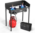 ROVSUN 2 Burner Outdoor Propane Gas Stove with Regulator, Windpanel & Carrying Bag, 150,000 BTU Powerful Stand Cooker for Backyard Cooking Camping Home Brewing Canning Turkey Frying by ROVSUN