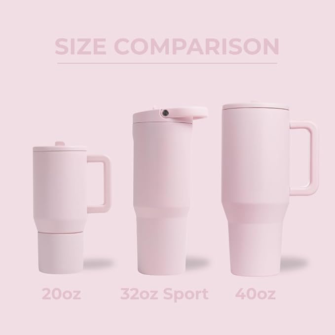 HydroJug Sport - Stainless Steel Tumbler with Straw, Vacuum Insulated, 32oz Leakproof Water Bottle, Ergonomic Design, Reusable, Dishwasher Safe, Rubber Base, Durable for Gym or Outdoors, Pink Sand - Image 4