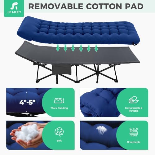 JEAREY Folding Camping Cot for Adults, 32in Wide with Mattress, Navy - Image 6