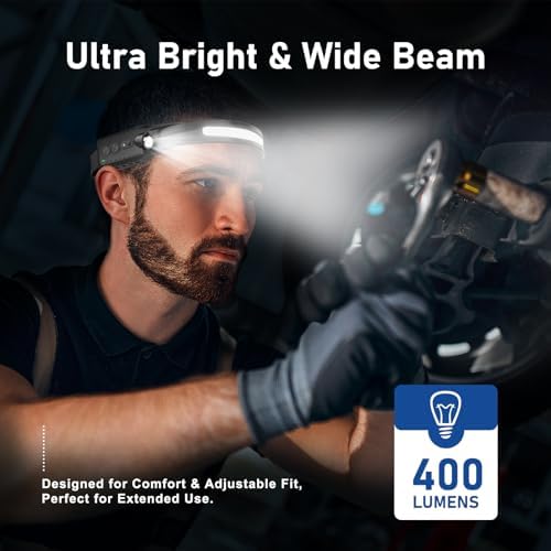 Headlamp Rechargeable (3-Pack), LED Head Lamp Flashlight, 230° Wide Beam Headband Light, 400 Lumen Super Bright, USB-C Rechargeable Lightweight Headlight for Running, Fishing, Hiking, Camping - Image 2