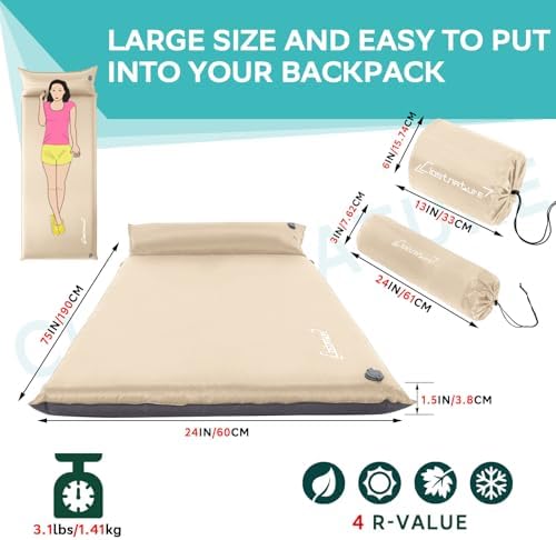 Clostnature 1.5in Lightweight Self Inflating Sleeping Pad for Camping - Image 2