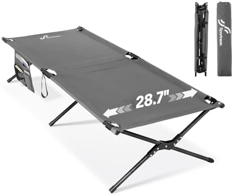 Sportneer Camping Cot, 78.3"x28.7"x14.6" Sturdy 6-Leg Foldable Guest Bed for Adults with Storage Bag & Side Pocket, Compact Portable Design 330 LBS Support by Sportneer