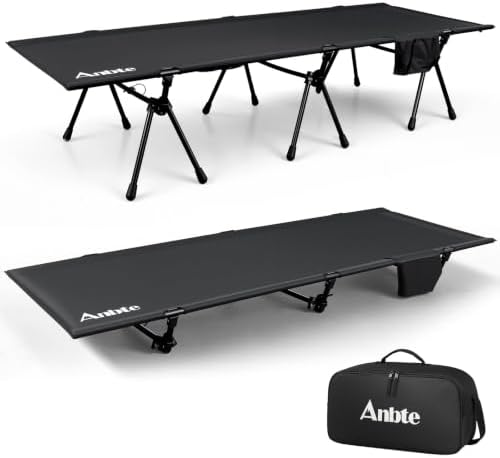 Anbte Height Adjustable Camping Cot, Support 400 lbs, Portable for 1 Person by Anbte