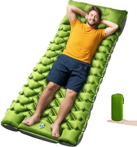 Ultralight Camping Sleeping Pad with Built-in Pillow & Foot Pump, Compact Inflatable Air Mattress for Backpacking, Hiking, Tent, Travel Camp & Outdoor Adventures by Oramoose