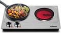 Double Burner, CUSIMAX 1800W Ceramic Electric Hot Plate for Cooking, Silver by CUSIMAX