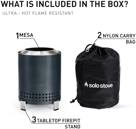 Solo Stove Mesa, 5.1 Inch Tabletop Fire Pit with Stand - Smokeless, Stainless Steel Fire Pit for Camping, Outdoor & Patio- Wood Burning or Pellet Fueled Portable Bonfire, 1.4lbs, Gunmetal - Image 2