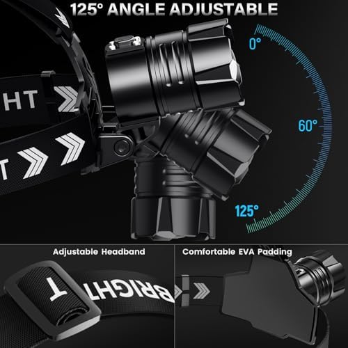 FINICO Rechargeable LED Headlamp 99000 High Lumens,95 Hours Long Lasting - Image 5