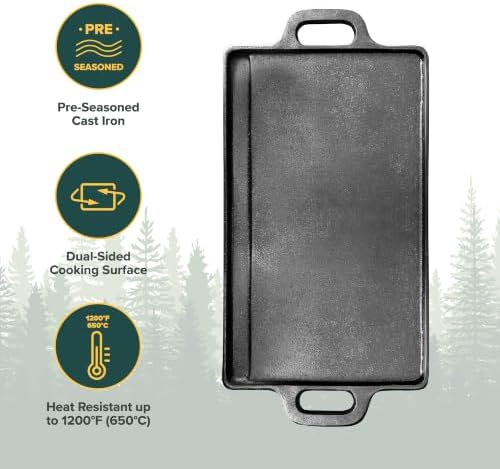 Coghlan's Cast Iron Griddle – Reversible Pre-Seasoned Camping Cookware for Grilling, Frying, and Outdoor Cooking – Durable and Versatile Skillet Pan, 18 x 9 Inches - Image 2