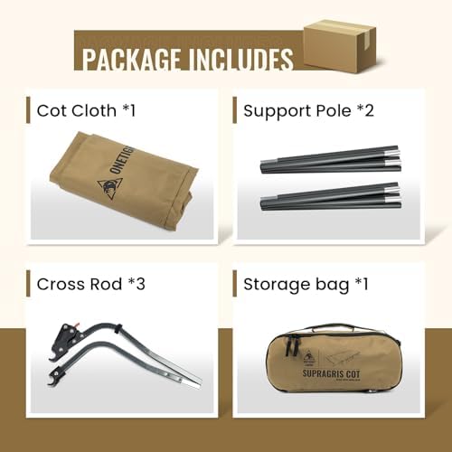ONETIGRIS SUPRAGRIS Camping Cot, Support Up to 400lbs, Lightweight Comfortable Folding Bed for Camping, Hiking, Backpacking, Travel, Car Trips, Office Nap - Image 6