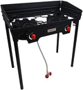 Gas One Propane Double Burner Two Burner Camp Stove with Windscreen Outdoor High Pressure Propane 2 Burner Adjustable PSI Regulator and 4ft Steel Braided Hose With Removable Legs by GasOne