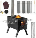 Hot Tent Stove,AVOFOREST Wood Burning Stove,Small Wood Stove with 7 Stainless Chimney Pipes for Outdoor Heating & Cooking, Ice Fishing, Hunting by AVOFOREST