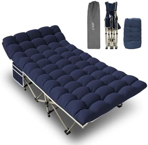 YELLOW JACKET Folding Camping Cot with Mattress, Upgraded 32" Wide Cot for Camping, Folding Sleeping Cot with Carry Bag, Camping Cots for Adults Idea for Home, Office & Travel by YELLOWJACKET