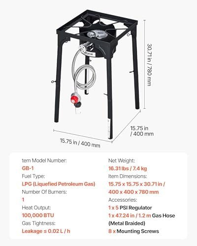 VEVOR 1 Burner Outdoor Propane Gas Stove, Propane LPG Gas Camping Stove, - Image 7