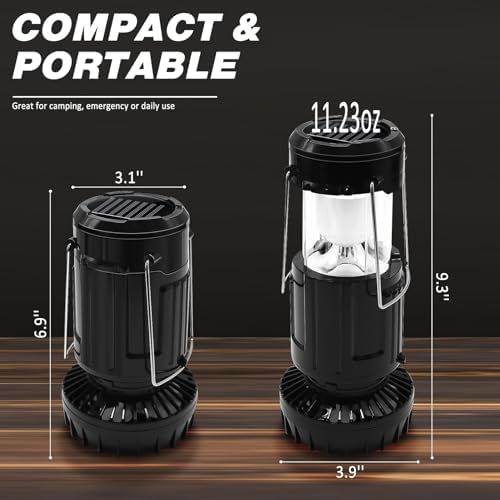DIBMS 2-Pack Solar Camping Fan w/ Lantern, Collapsible LED Hanging Lights - Image 3