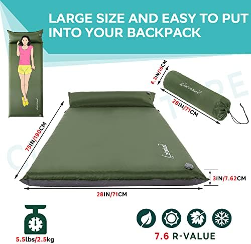 Clostnature 3in Lightweight Self Inflating Sleeping Pad for Camping - Image 2