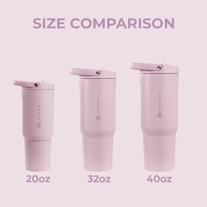 HydroJug Sport - Stainless Steel Tumbler with Straw, Vacuum Insulated, 20oz Leakproof Water Bottle, Ergonomic Design, Reusable, Dishwasher Safe, Rubber Base, Durable for Gym or Outdoors, Sweet Pea - Image 5