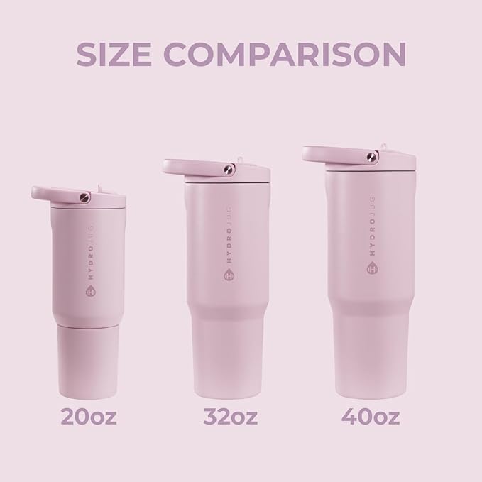 HydroJug Sport - Stainless Steel Tumbler with Straw, Vacuum Insulated, 32oz Leakproof Water Bottle, Ergonomic Design, Reusable, Dishwasher Safe, Rubber Base, Durable for Gym or Outdoors, Sweet Pea - Image 4