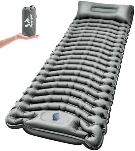 Ultralight Camping Sleeping Pad with Pillow & Built-in Foot Pump by Pretyw