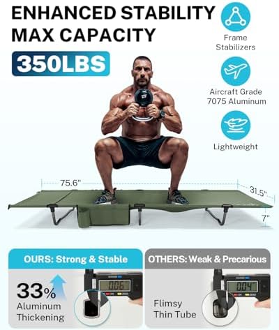 Gonex 31" Wide Camping Cot Lightweight Folding Portable Camp Cot for Adult - Image 2