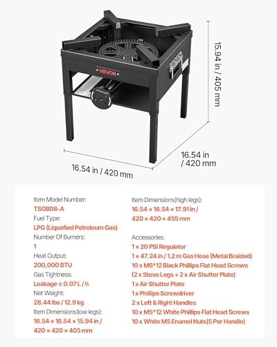 VEVOR 1 Burner Outdoor Propane Gas Stove, Propane LPG Gas Camping Stove, - Image 7