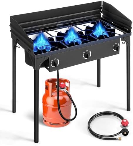 Outvita 3 Burner Propane Gas Stove for Outdoor Cooking, 225,000 BTU by Outvita