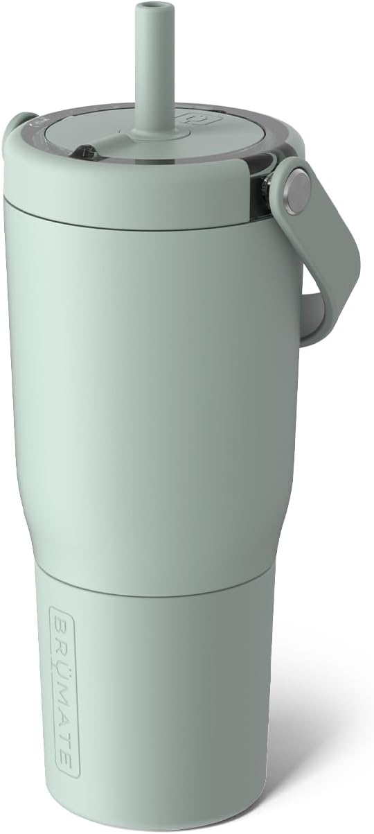 BrüMate Resa 25oz 100% Leakproof Travel Tumbler with Handle & Straw | Flexible SoftSip Straw | Silicone Sleeve for Durability | Stainless Steel | Cup Holder & Travel Friendly Water Bottle | (Sage) by Br%C3%BCMate