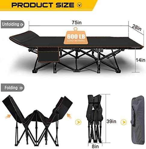 DoCred Folding Camping Cot with Mattress, 2 Pack Heavy Duty Folding Cot - Image 4