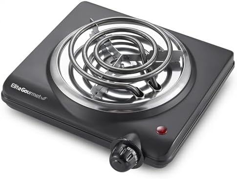 Elite Gourmet ESB100B Single Coiled Burner Hot Plate, Countertop, Black by EliteGourmet