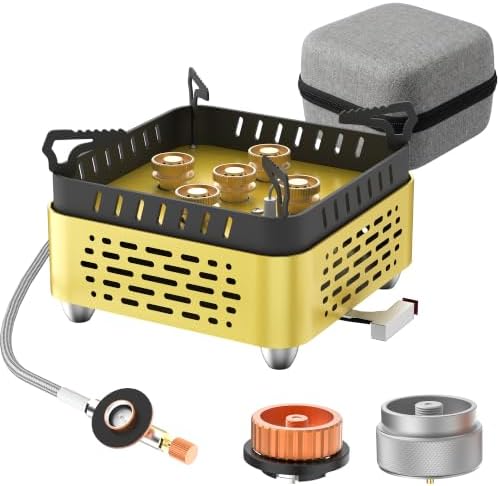 Veralune Portable Dual Fuel Camping Stove, Lightweight Camp Stove, 9800W Powerful Camping Gas Stove with Carrying Box, Piezo Ignition, Windproof, for Outdoor Camping Cooking Hiking and Picnic by Veralune